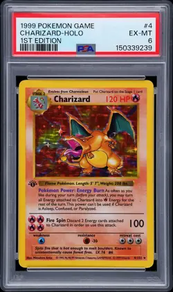 1999 POKEMON BASE SET 1ST EDITION #4 CHARIZARD-HOLO PSA 6 - Image 1