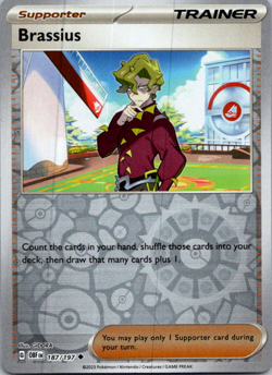 Pokemon TCG Brassius SV03: Obsidian Flames 187/197 Reverse Holo Uncommon - Image 1