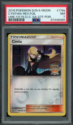 2018 Pokemon Championships STAFF Stamped Promo #119A Cynthia PSA 7 NM POP 2 - Image 1