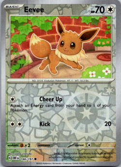 Eevee 166/197 SV03: Obsidian Flames Reverse Holo Pokemon NM - Image 1
