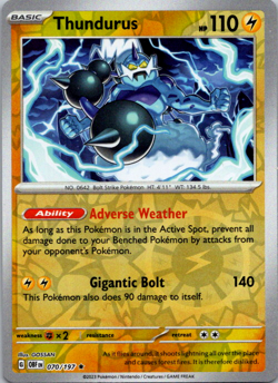 Thundurus 070/197 Obsidian Flames Reverse Holo Pokemon TCG NM - Image 1