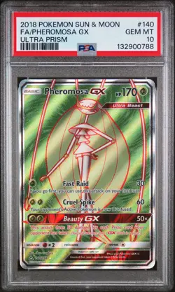 Fa/Pheromosa Gx Pokemon Sun & Moon Ultra Prism 140 NM PSA 10 - Image 1