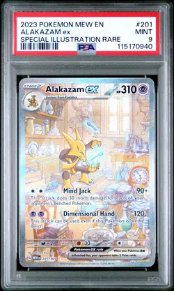 2023 POKEMON MEW EN-151 SPECIAL ILLUSTRATION RARE #201 ALAKAZAM EX PSA 9 - Image 1