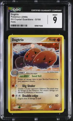 CGC 9 MINT Dugtrio 2006 EX Crystal Guardians 5/100 Holo Pokemon Card - Image 1