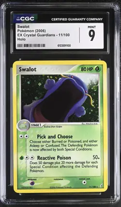 CGC 9 MINT Swalot 2006 EX Crystal Guardians 11/100 Holo Pokemon Card - Image 1