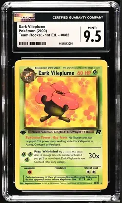 Dark Vileplume 30/82 1st Edition Non-Holo Pokemon Team Rocket CGC 9.5 Mint+ - Image 1