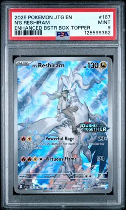 2025 POKEMON JTG EN-JOURNEY TOGETHER #167 N'S RESHIRAM ENHANCED BSTR BOX TOPPER - Image 1