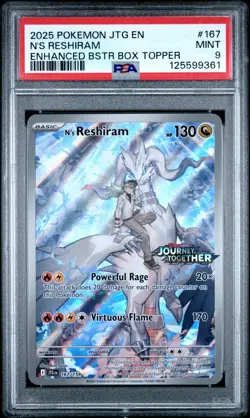 2025 POKEMON JTG EN-JOURNEY TOGETHER #167 N'S RESHIRAM ENHANCED BSTR BOX TOPPER - Image 3
