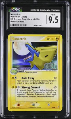 CGC 9.5 MINT+ Manectric EX Crystal Guardians 8/100 Reverse Holo STAMPED Pokemon - Image 1