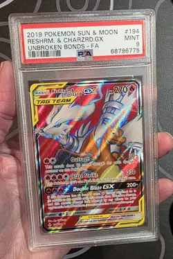 Pokemon Reshiram & Charizard GX Full Art Ultra Rare Unbroken Bonds 194/214 Psa 9 - Image 3