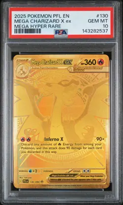 2025 POKEMON PFL EN-PHANTASMAL FLAMES MEGA HYPER RARE MEGA CHARIZARD X EX PSA 10 - Image 1