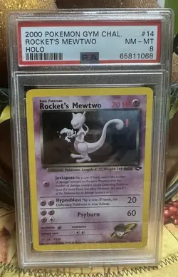 Pokemon TCG Rockets Mewtwo Gym Challenge Holo Card 14/132 PSA 8 - Image 1