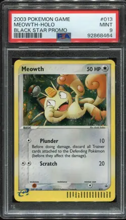 PSA 9 MINT MEOWTH 013 BLACK STAR PROMO 2003 POKEMON CARD JAPANESE - Image 1