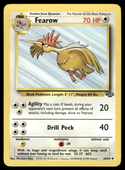 Pokemon Cards Fearow 36/64 Unlimited Jungle WOTC Uncommon LP - Image 1