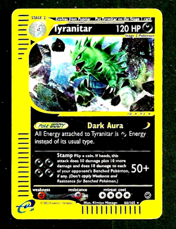 POKEMON CARD 2002 TYRANITAR 66/165 NON-HOLO RARE EXPEDITION BASE SET NMT--- - Image 1