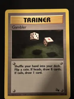 Pokemon TCG Gambler 60/62 Fossil Common Trainer WOTC Vintage 1999 - Image 1