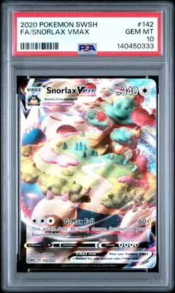 2020 POKEMON SWORD & SHIELD #142 FULL ART/SNORLAX VMAX PSA 10 - Image 1