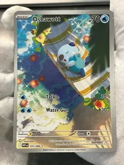 Pokemon TCG Oshawott 105/086 White Flare Illustration Rare Holo NM - Image 3