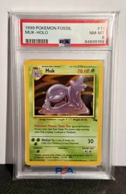 Pokemon TCG 1999 Fossil Foil Muk 13/62 Holo Rare PSA 8 NM-Mint - Image 1