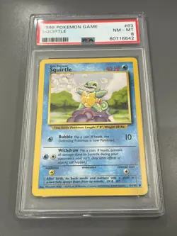 Pokemon TCG Squirtle Base Set 63/102 Regular Unlimited Common Graded PSA 8 - Image 1