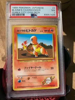 1999 JAPANESE POKEMON BLAINE'S CHARMANDER GUREN CITY GYM PSA 7 - Image 1