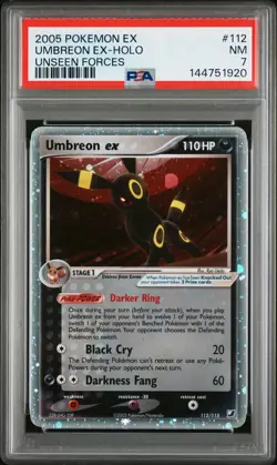 2005 POKEMON EX UNSEEN FORCES #112 UMBREON EX-HOLO PSA 7 - Image 1