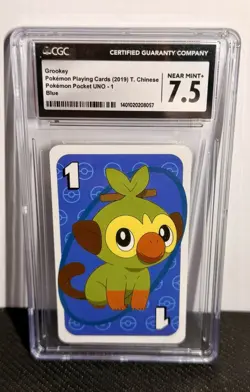 Grookey BLUE One Pokemon UNO JAPANESE Card Game Pocket Monsters Back 1 - Image 1