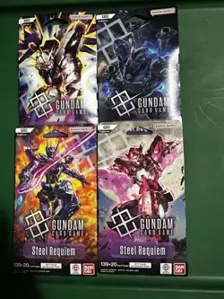 Gundam Card Game - Steel Requiem GD03 - Sleeved Booster Pack - Art Set Lot of 4 - Image 1