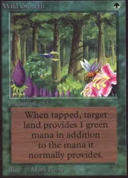 Wild Growth Magic mtg Heavy Play, English Unlimited x1 - Image 1