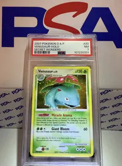 2007 Pokemon D&P Secret Wonders #20 Venusaur Holo Bleed PSA 7 NM - Image 1