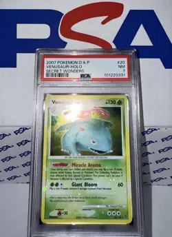 2007 Pokemon D&P Secret Wonders #20 Venusaur Holo Bleed PSA 7 NM - Image 3