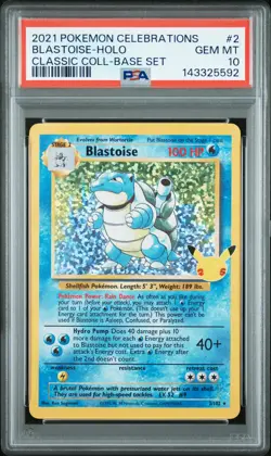 2021 POKEMON CELEBRATIONS CLASSIC COLLECTION #2 BLASTOISE-HOLO PSA 10 - Image 1