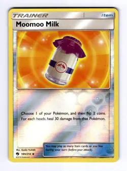 Moomoo Milk SM - Lost Thunder #185 (2018) Uncommon Reverse Holo NM Pokemon - Image 1
