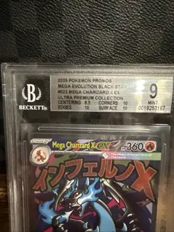 2025 Pokemon Black Star Promo #023 Mega Charizard X EX UPC BGS 9 Elite Subgrades - Image 2