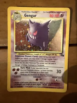 Wizards of the Coast Pokemon TCG Gengar Fossil Holo Rare 5/62 80 HP 1999 - Image 1