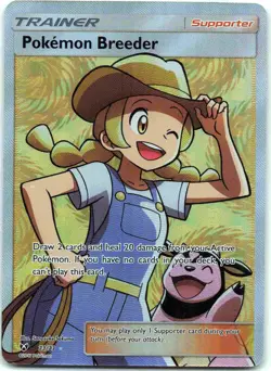Pokemon Breeder (Full Art) Ultra Rare Shining Legends SHL Supporter Holo 73/73 2 - Image 1