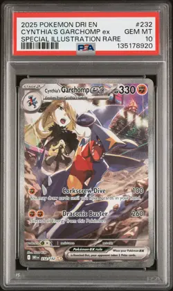 2025 POKEMON DRI EN-DESTINED RIVALS #232 CYNTHIA'S GARCHOMP EX PSA 10 - Image 1