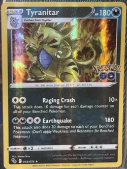 Tyranitar 043/078 Pokemon GO Pokemon Holo Foil SHINY - POKEMON GO STAMPED - Image 1