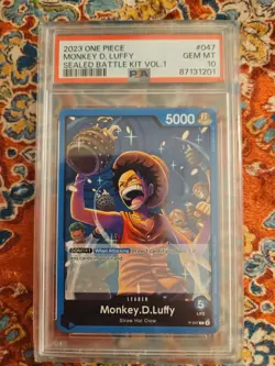 POP 53! 2023 ONE Piece SEALED BATTLE KIT VOL.1 047 MONKEY D. LUFFY PSA 10 - Image 1