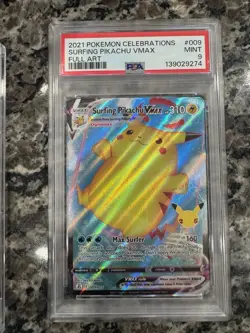 SURFING PIKACHU VMAX FULL ART 2021 CELEBRATIONS #009 TWO TOTAL CARDS BOTH PSA 9 - Image 3