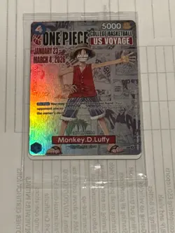 One Piece Monkey D. Luffy US Voyage College Basketball Promo Card SEALED - Image 1