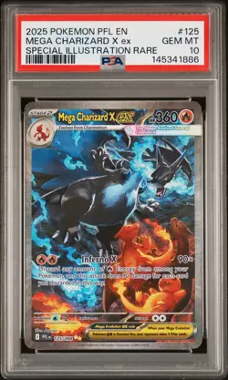 2025 POKEMON PFL EN-PHANTASMAL FLAMES #125 MEGA CHARIZARD X ex PSA 10 GEM MINT - Image 3