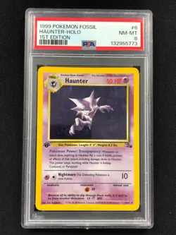Pokemon 1999 Haunter 1st Holo Fossil 6/62 PSA 8 - Image 1
