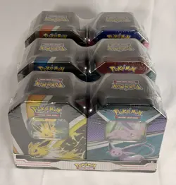 Pokemon V Heroes Eevee Evolutions Lot Set Bundle 6 Tins 2023 Sealed New - Image 2