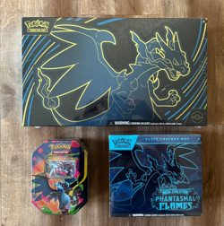 Pokemon TCG Mega Charizard X EX UPC, Phantasmal Flames ETB, Mega Charizard EX Ti - Image 1