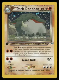 Pokemon Cards Dark Donphan 3/105 1st Edition Neo Destiny WOTC Holo Rare LP - Image 1