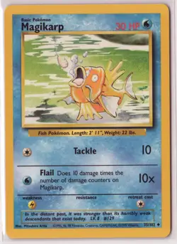Vintage Pokemon Card TCG Base Set Unlimited Magikarp 35/102 Uncommon - Image 1