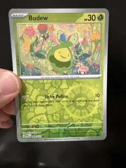 Pokemon TCG Budew Card Prismatic Evolutions 004/131 Reverse Holo NM - Image 3
