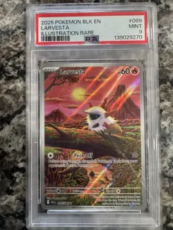 LARVESTA ILLUSTRATION RARE POKEMON TCG BLK EN #099 MINT PSA 9 - Image 1