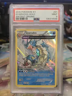 2015 POKEMON XY ANCIENT ORIGINS #21 GYARADOS-HOLO PSA 9 - Image 1